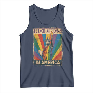 Funny No Kings In America LGBT Tank Top Retro Statue Of Liberty TS11 Navy Print Your Wear