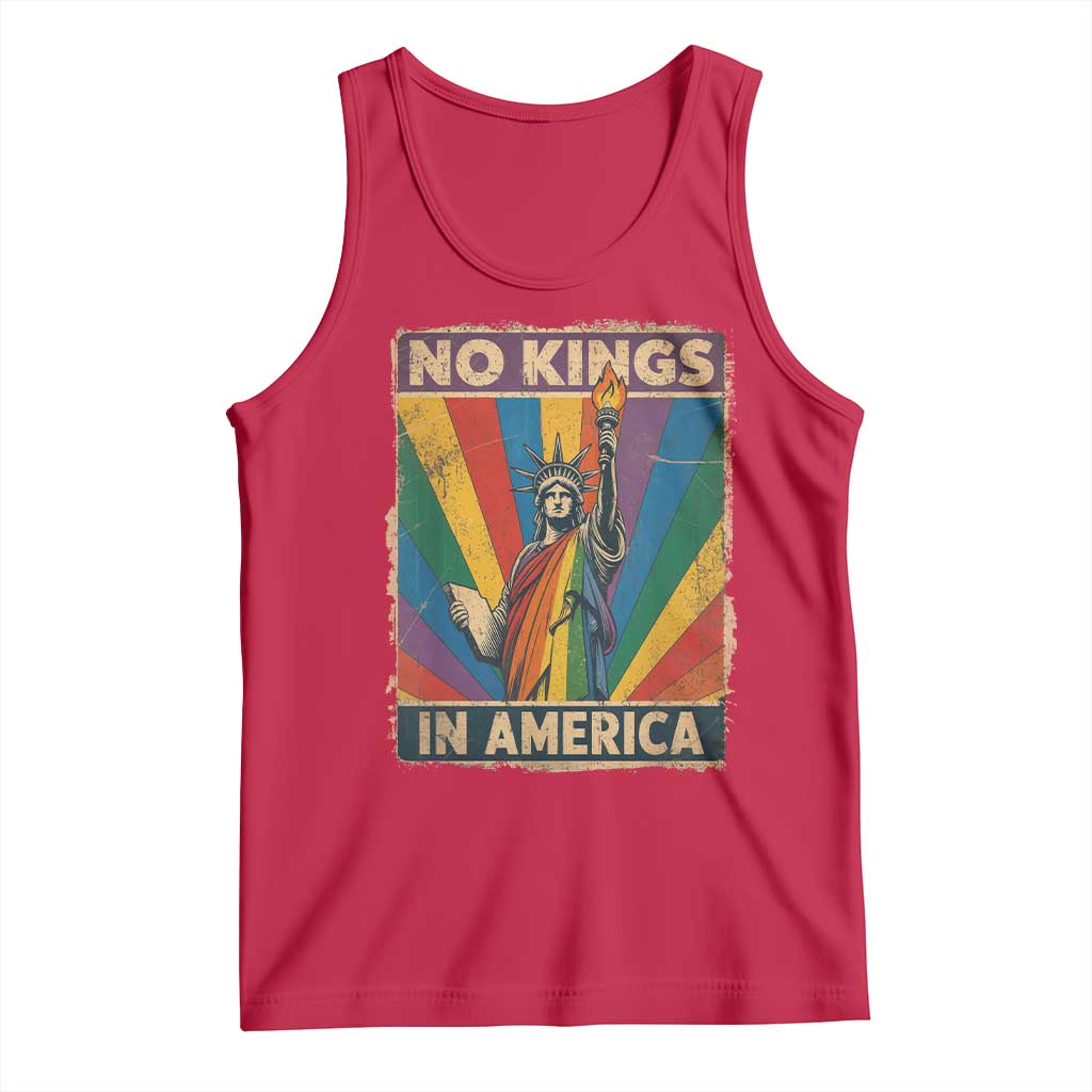 Funny No Kings In America LGBT Tank Top Retro Statue Of Liberty TS11 Red Print Your Wear