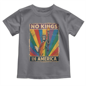 Funny No Kings In America LGBT Toddler T Shirt Retro Statue Of Liberty TS11 Charcoal Print Your Wear