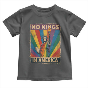 Funny No Kings In America LGBT Toddler T Shirt Retro Statue Of Liberty TS11 Dark Heather Print Your Wear