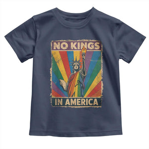 Funny No Kings In America LGBT Toddler T Shirt Retro Statue Of Liberty TS11 Navy Print Your Wear
