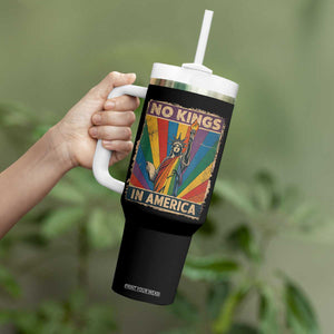 Funny No Kings In America LGBT Tumbler With Handle Retro Statue Of Liberty - Print Your Wear