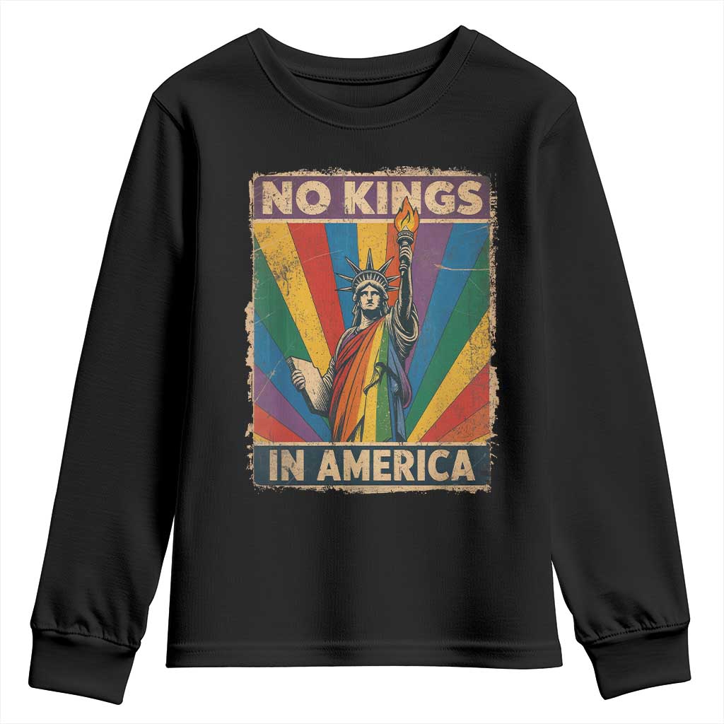 Funny No Kings In America LGBT Youth Sweatshirt Retro Statue Of Liberty TS11 Black Print Your Wear