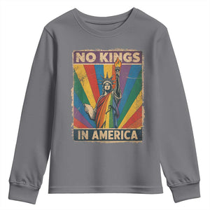 Funny No Kings In America LGBT Youth Sweatshirt Retro Statue Of Liberty TS11 Charcoal Print Your Wear