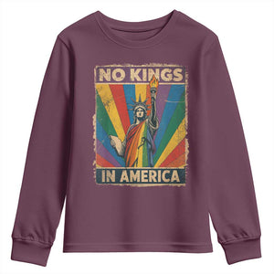 Funny No Kings In America LGBT Youth Sweatshirt Retro Statue Of Liberty TS11 Maroon Print Your Wear