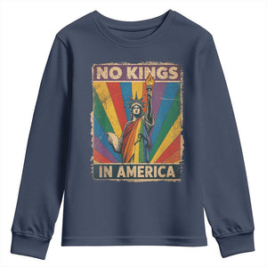 Funny No Kings In America LGBT Youth Sweatshirt Retro Statue Of Liberty TS11 Navy Print Your Wear