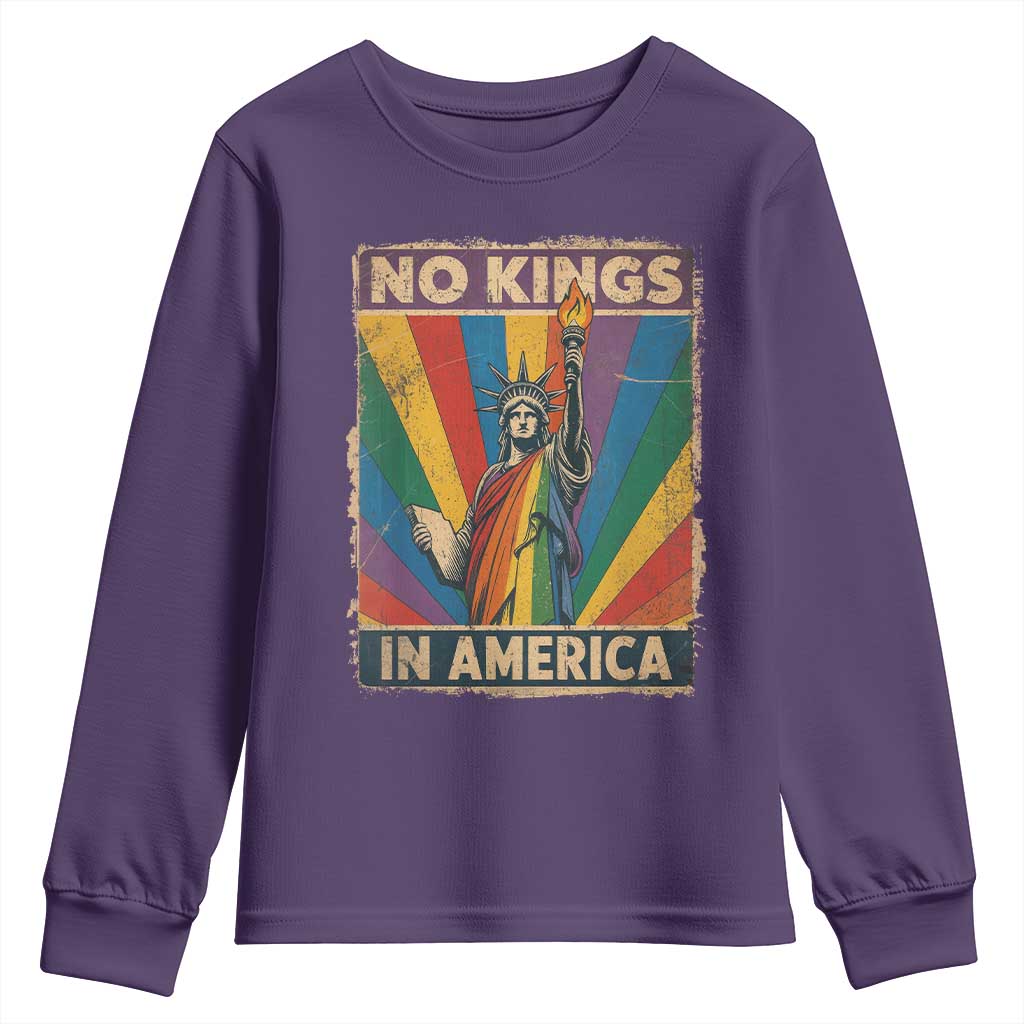 Funny No Kings In America LGBT Youth Sweatshirt Retro Statue Of Liberty TS11 Purple Print Your Wear
