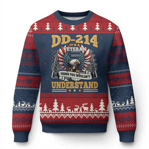 DD214 It Is A Veteran Thing You Wouldnt Understand Ugly Christmas Sweater US Veteran Bald Egale TS11 Navy Red Print Your Wear