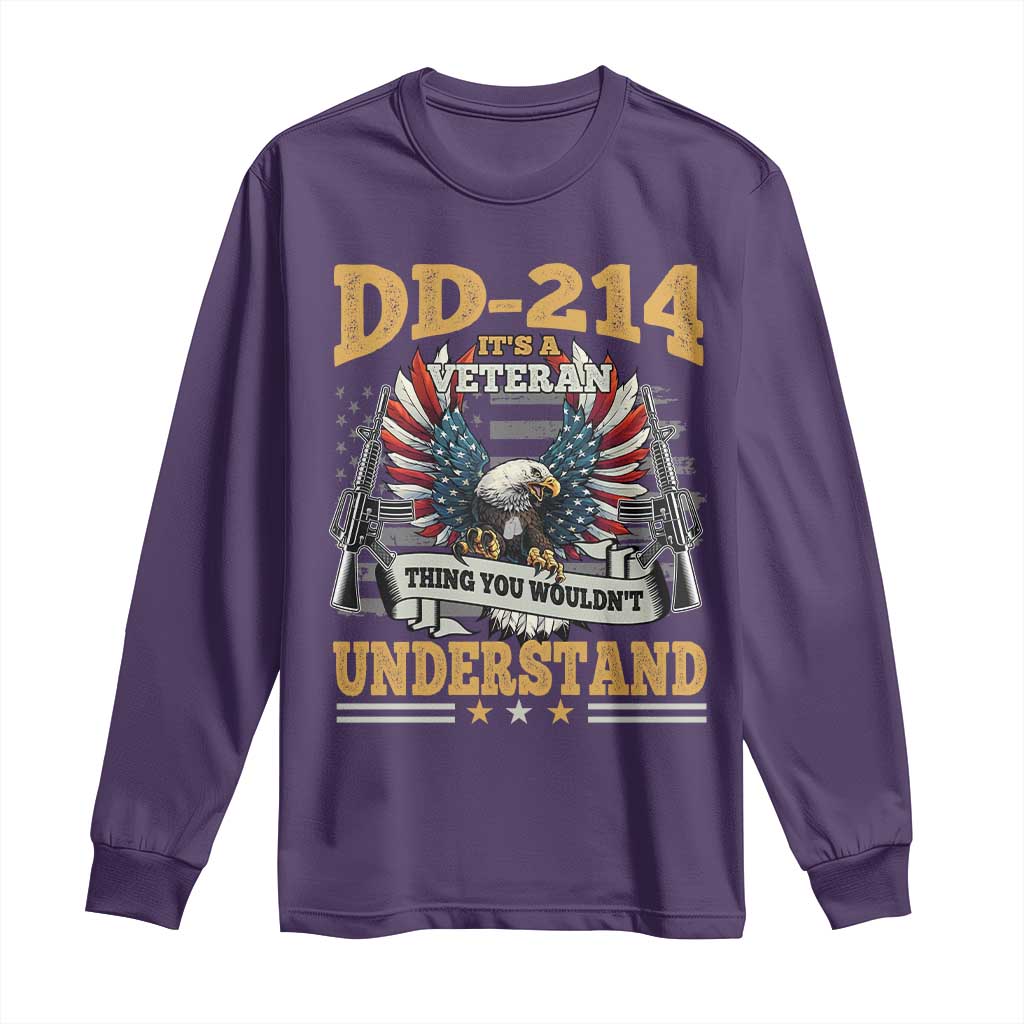 DD214 It Is A Veteran Thing You Wouldnt Understand Long Sleeve Shirt US Veteran Bald Egale TS11 Purple Print Your Wear
