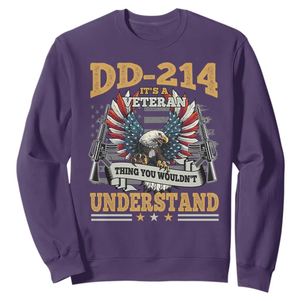 DD214 It Is A Veteran Thing You Wouldnt Understand Sweatshirt US Veteran Bald Egale TS11 Purple Print Your Wear