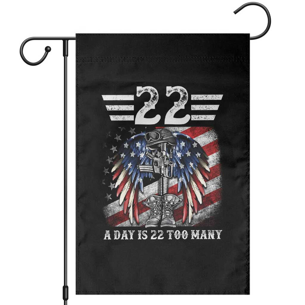Veteran Suicide Awareness Garden Flag 22 A Day Is 22 Too Many Vintage American Flag TS11 Black Print Your Wear
