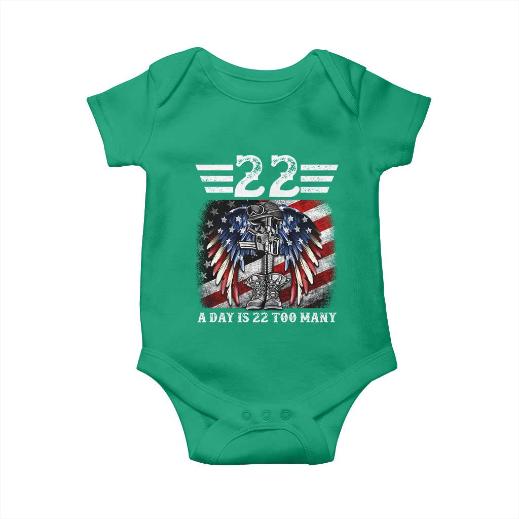 Veteran Suicide Awareness Baby Onesie 22 A Day Is 22 Too Many Vintage American Flag TS11 Irish Green Print Your Wear