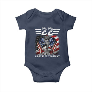 Veteran Suicide Awareness Baby Onesie 22 A Day Is 22 Too Many Vintage American Flag TS11 Navy Print Your Wear