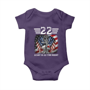 Veteran Suicide Awareness Baby Onesie 22 A Day Is 22 Too Many Vintage American Flag TS11 Purple Print Your Wear