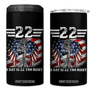 Veteran Suicide Awareness 4 in 1 Can Cooler Tumbler 22 A Day Is 22 Too Many Vintage American Flag TS11 One Size: 16 oz Black Print Your Wear