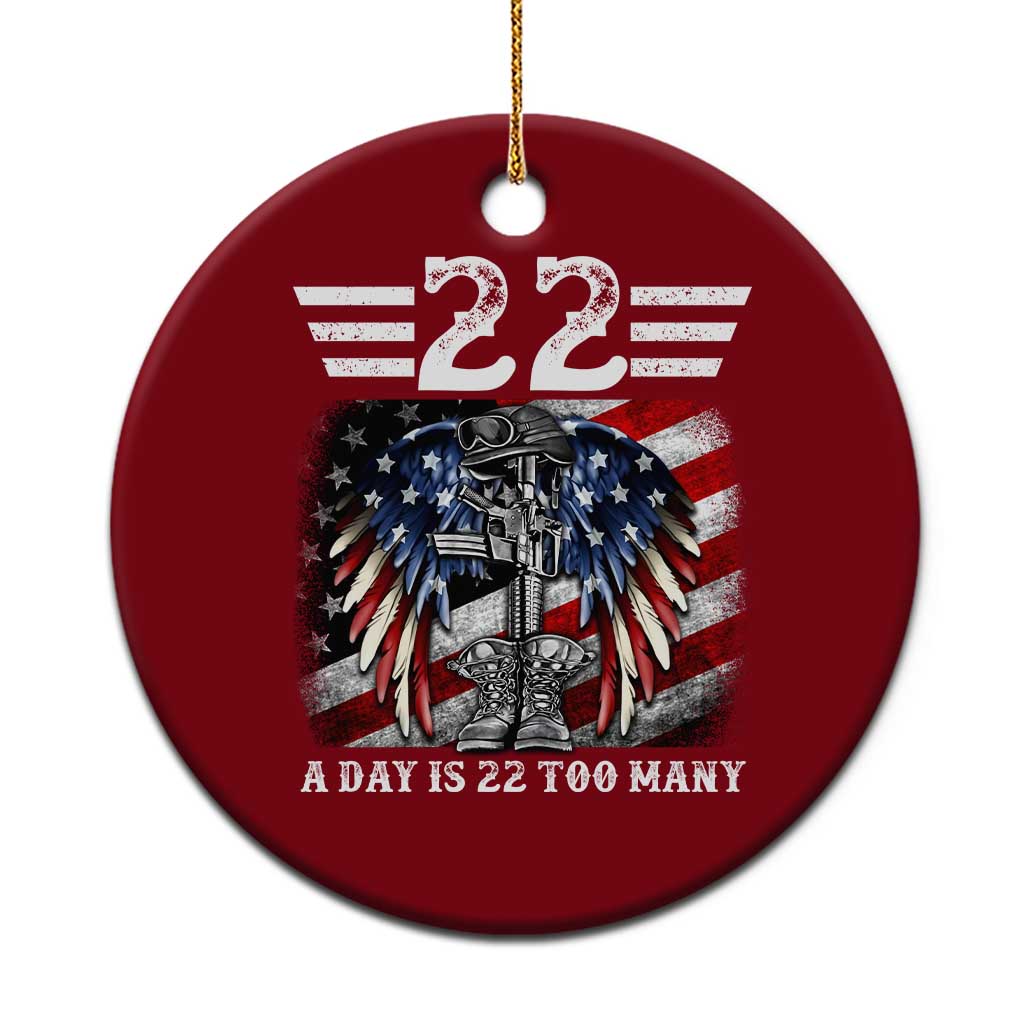 Veteran Suicide Awareness Ceramic Ornament 22 A Day Is 22 Too Many Vintage American Flag TS11 1pc Red Print Your Wear