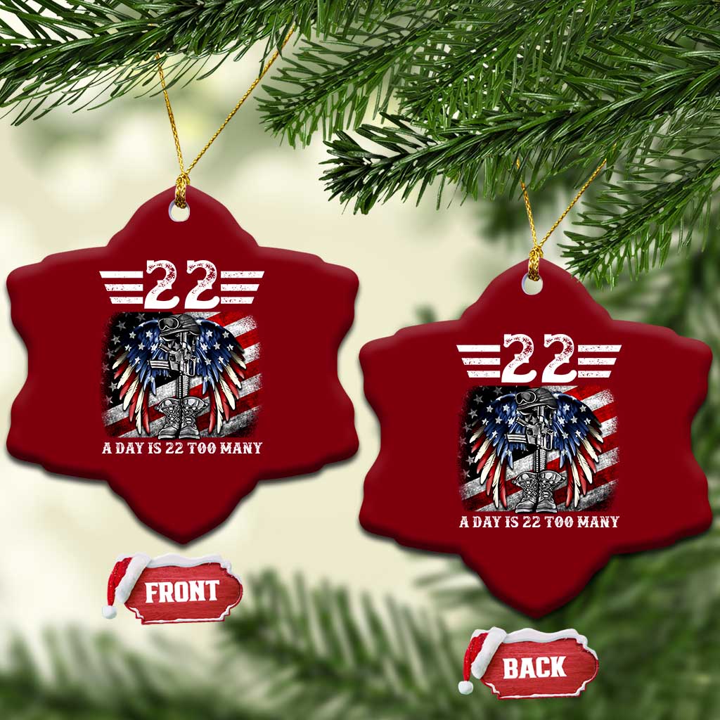 Veteran Suicide Awareness Ceramic Ornament 22 A Day Is 22 Too Many Vintage American Flag - Print Your Wear