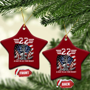 Veteran Suicide Awareness Ceramic Ornament 22 A Day Is 22 Too Many Vintage American Flag - Print Your Wear