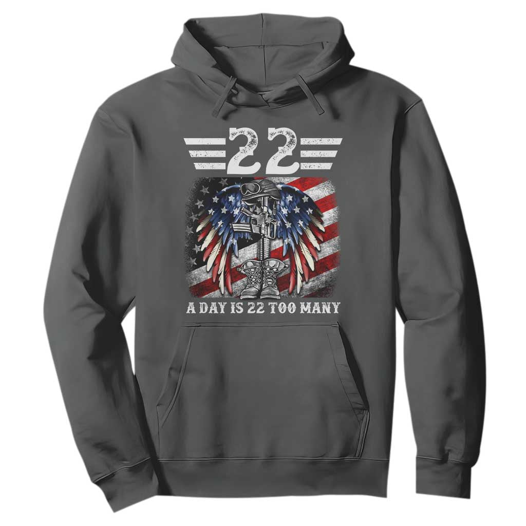 Veteran Suicide Awareness Hoodie 22 A Day Is 22 Too Many Vintage American Flag TS11 Dark Heather Print Your Wear