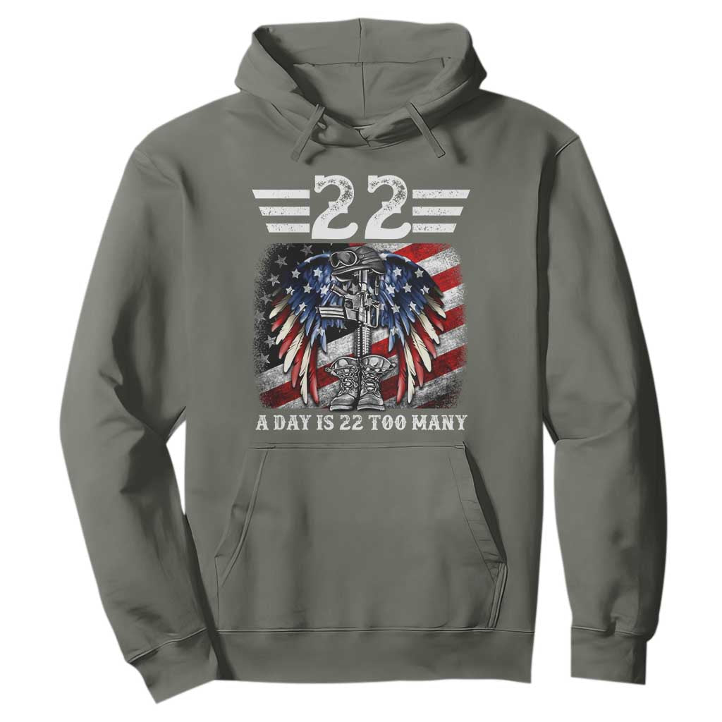 Veteran Suicide Awareness Hoodie 22 A Day Is 22 Too Many Vintage American Flag TS11 Military Green Print Your Wear