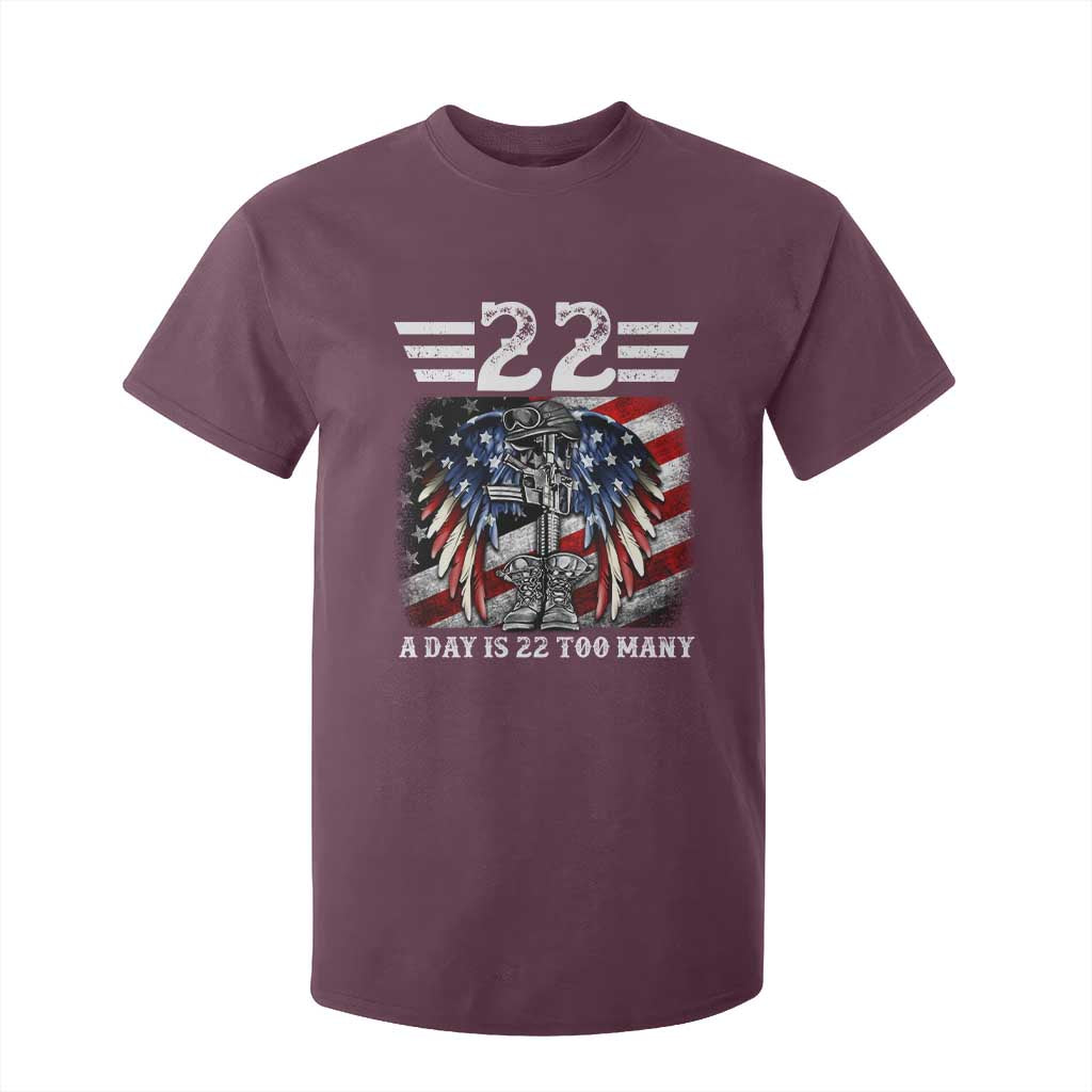 Veteran Suicide Awareness T Shirt For Kid 22 A Day Is 22 Too Many Vintage American Flag TS11 Maroon Print Your Wear