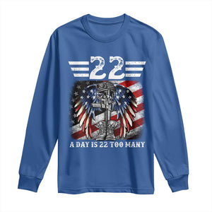 Veteran Suicide Awareness Long Sleeve Shirt 22 A Day Is 22 Too Many Vintage American Flag TS11 Royal Blue Print Your Wear