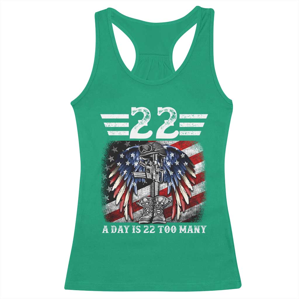 Veteran Suicide Awareness Racerback Tank Top 22 A Day Is 22 Too Many Vintage American Flag TS11 Irish Green Print Your Wear