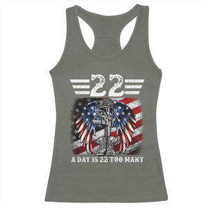 Veteran Suicide Awareness Racerback Tank Top 22 A Day Is 22 Too Many Vintage American Flag TS11 Military Green Print Your Wear