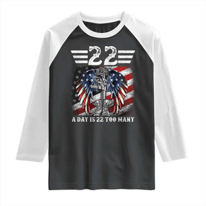 Veteran Suicide Awareness Raglan Shirt 22 A Day Is 22 Too Many Vintage American Flag TS11 Black White Print Your Wear