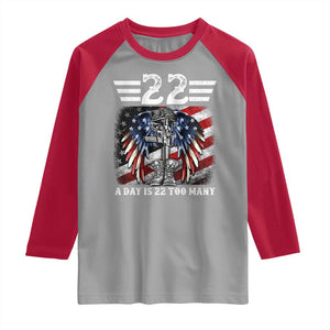 Veteran Suicide Awareness Raglan Shirt 22 A Day Is 22 Too Many Vintage American Flag TS11 Sport Gray Red Print Your Wear