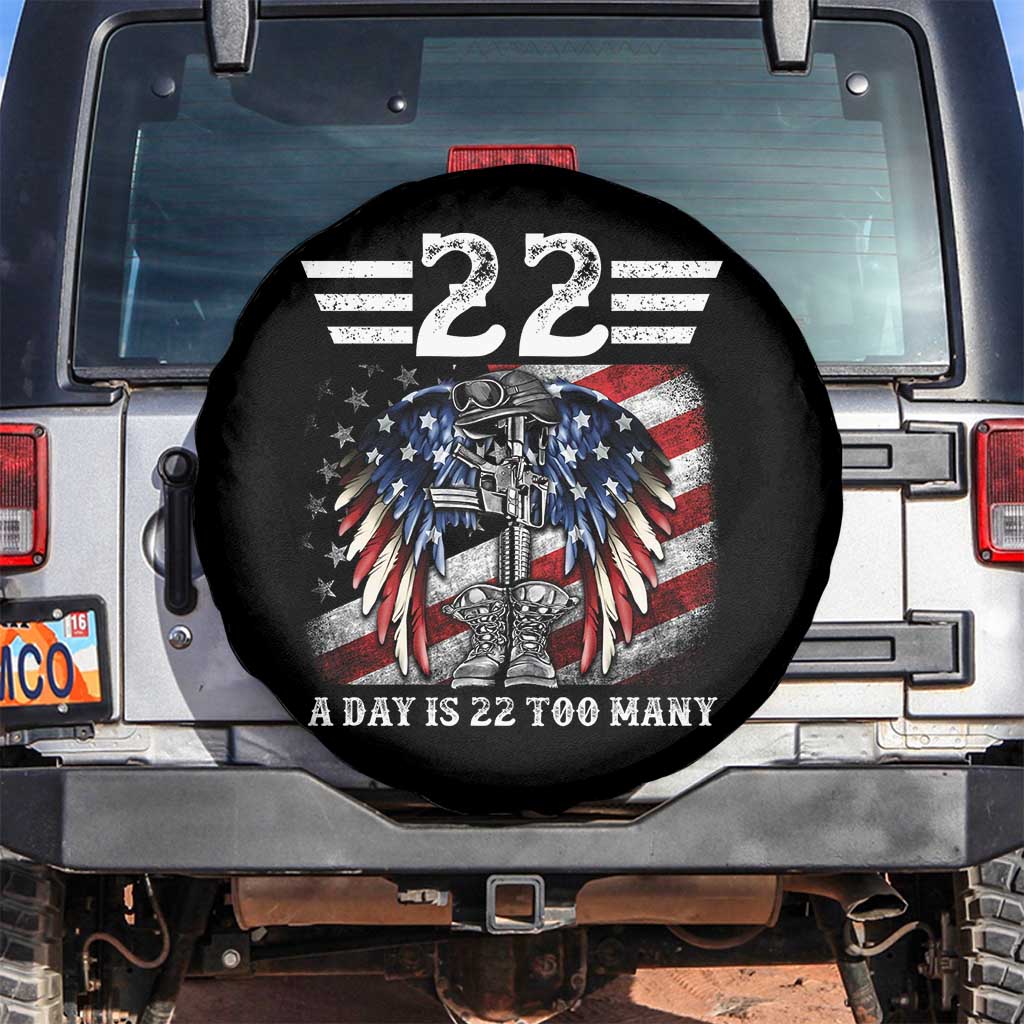Veteran Suicide Awareness Spare Tire Cover 22 A Day Is 22 Too Many Vintage American Flag TS11 No hole Black Print Your Wear