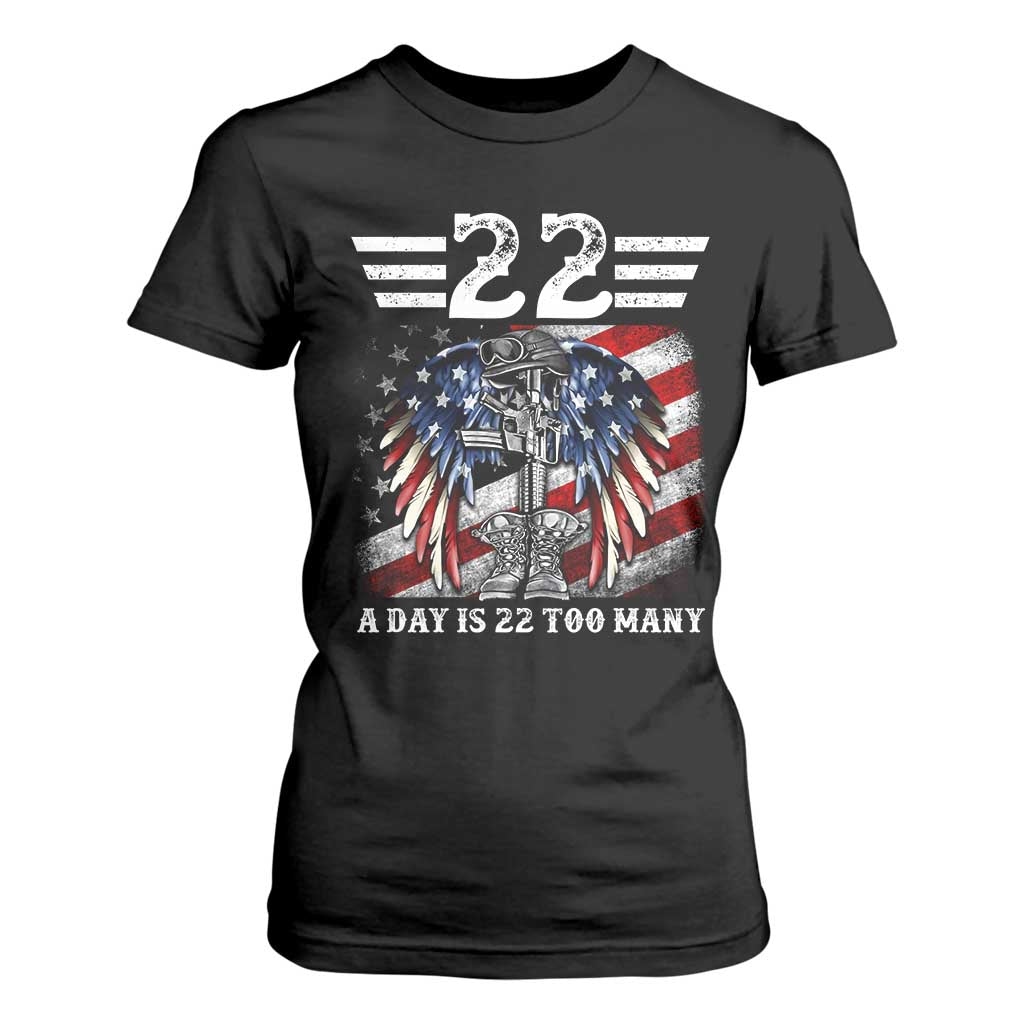 Veteran Suicide Awareness T Shirt For Women 22 A Day Is 22 Too Many Vintage American Flag TS11 Black Print Your Wear