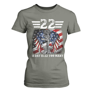 Veteran Suicide Awareness T Shirt For Women 22 A Day Is 22 Too Many Vintage American Flag TS11 Military Green Print Your Wear