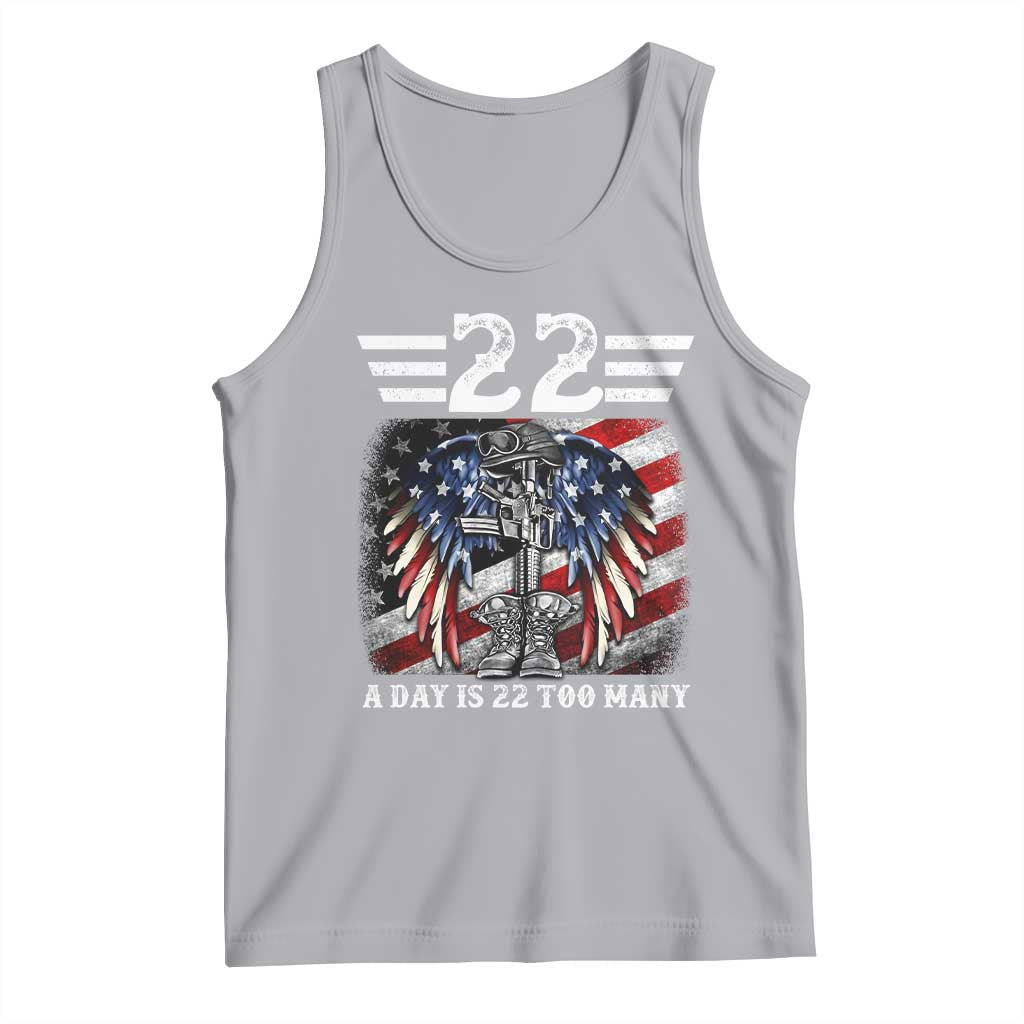 Veteran Suicide Awareness Tank Top 22 A Day Is 22 Too Many Vintage American Flag - Print Your Wear