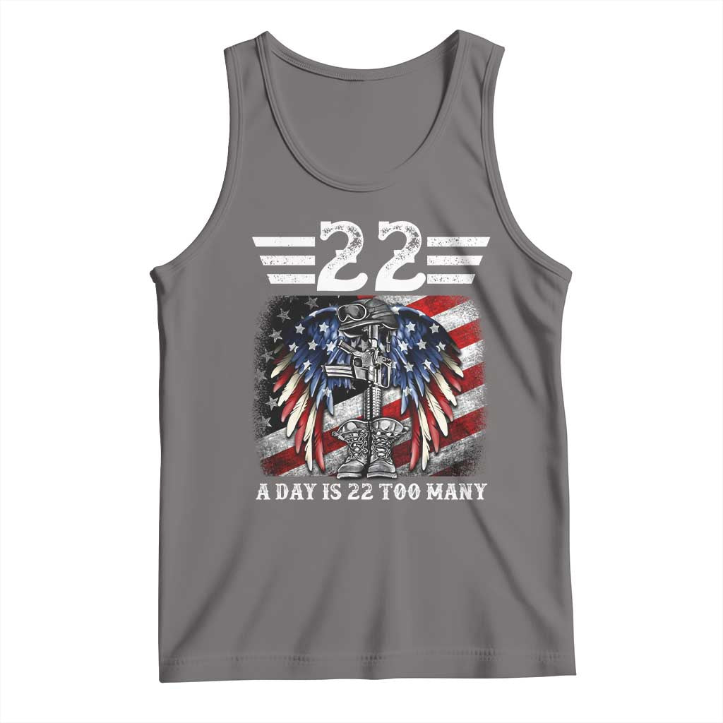 Veteran Suicide Awareness Tank Top 22 A Day Is 22 Too Many Vintage American Flag - Print Your Wear