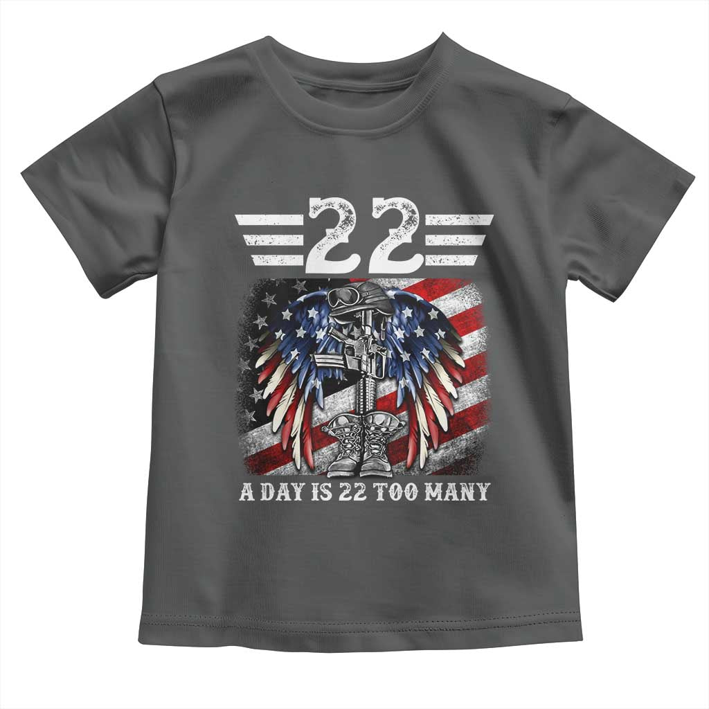 Veteran Suicide Awareness Toddler T Shirt 22 A Day Is 22 Too Many Vintage American Flag TS11 Dark Heather Print Your Wear