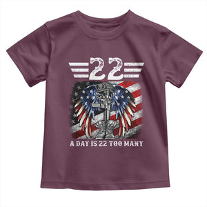 Veteran Suicide Awareness Toddler T Shirt 22 A Day Is 22 Too Many Vintage American Flag TS11 Maroon Print Your Wear