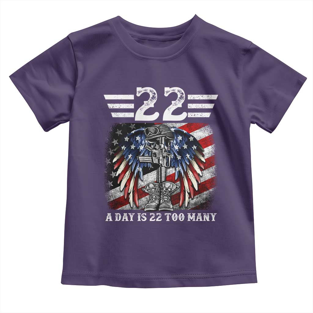 Veteran Suicide Awareness Toddler T Shirt 22 A Day Is 22 Too Many Vintage American Flag TS11 Purple Print Your Wear