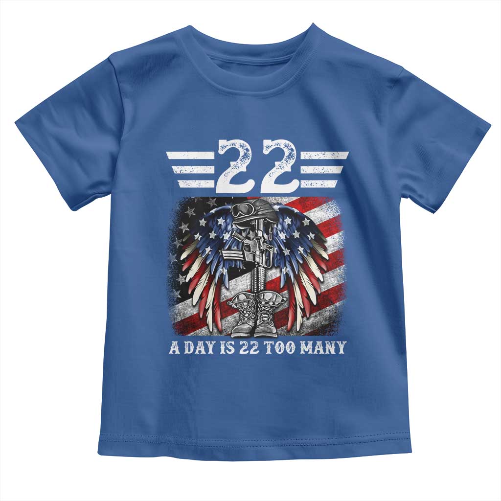 Veteran Suicide Awareness Toddler T Shirt 22 A Day Is 22 Too Many Vintage American Flag TS11 Royal Blue Print Your Wear