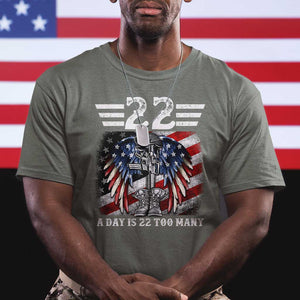 Veteran Suicide Awareness T Shirt 22 A Day Is 22 Too Many Vintage American Flag TS11 Military Green Print Your Wear