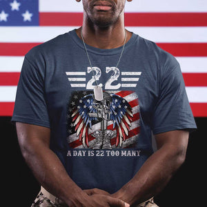 Veteran Suicide Awareness T Shirt 22 A Day Is 22 Too Many Vintage American Flag TS11 Navy Print Your Wear