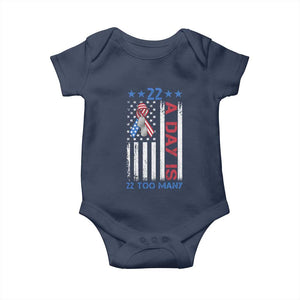 Veteran Suicide Awareness Baby Onesie 22 A Day Is 22 Too Many American Flag TS11 Navy Print Your Wear