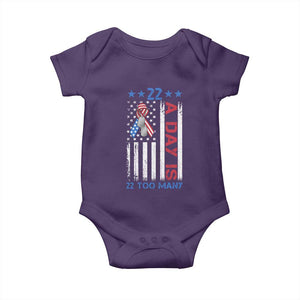 Veteran Suicide Awareness Baby Onesie 22 A Day Is 22 Too Many American Flag TS11 Purple Print Your Wear