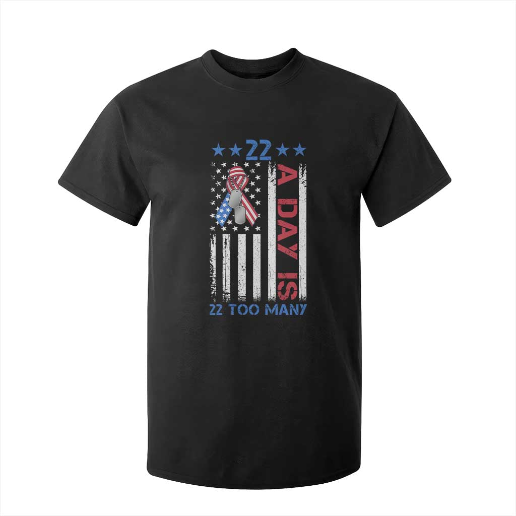 Veteran Suicide Awareness T Shirt For Kid 22 A Day Is 22 Too Many American Flag TS11 Black Print Your Wear