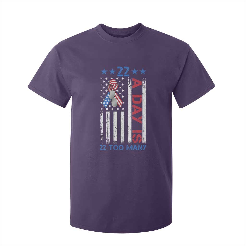 Veteran Suicide Awareness T Shirt For Kid 22 A Day Is 22 Too Many American Flag TS11 Purple Print Your Wear