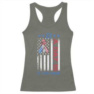 Veteran Suicide Awareness Racerback Tank Top 22 A Day Is 22 Too Many American Flag TS11 Military Green Print Your Wear