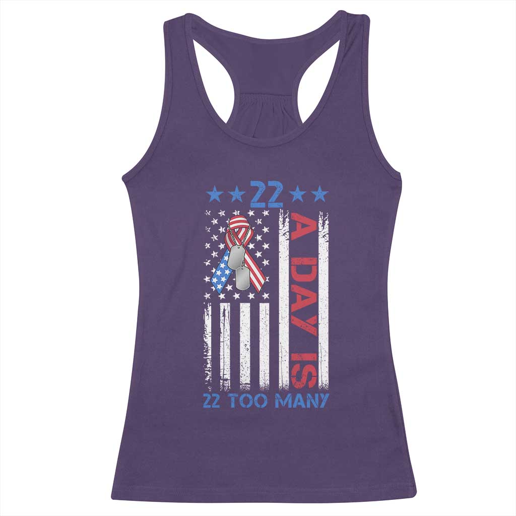 Veteran Suicide Awareness Racerback Tank Top 22 A Day Is 22 Too Many American Flag TS11 Purple Print Your Wear