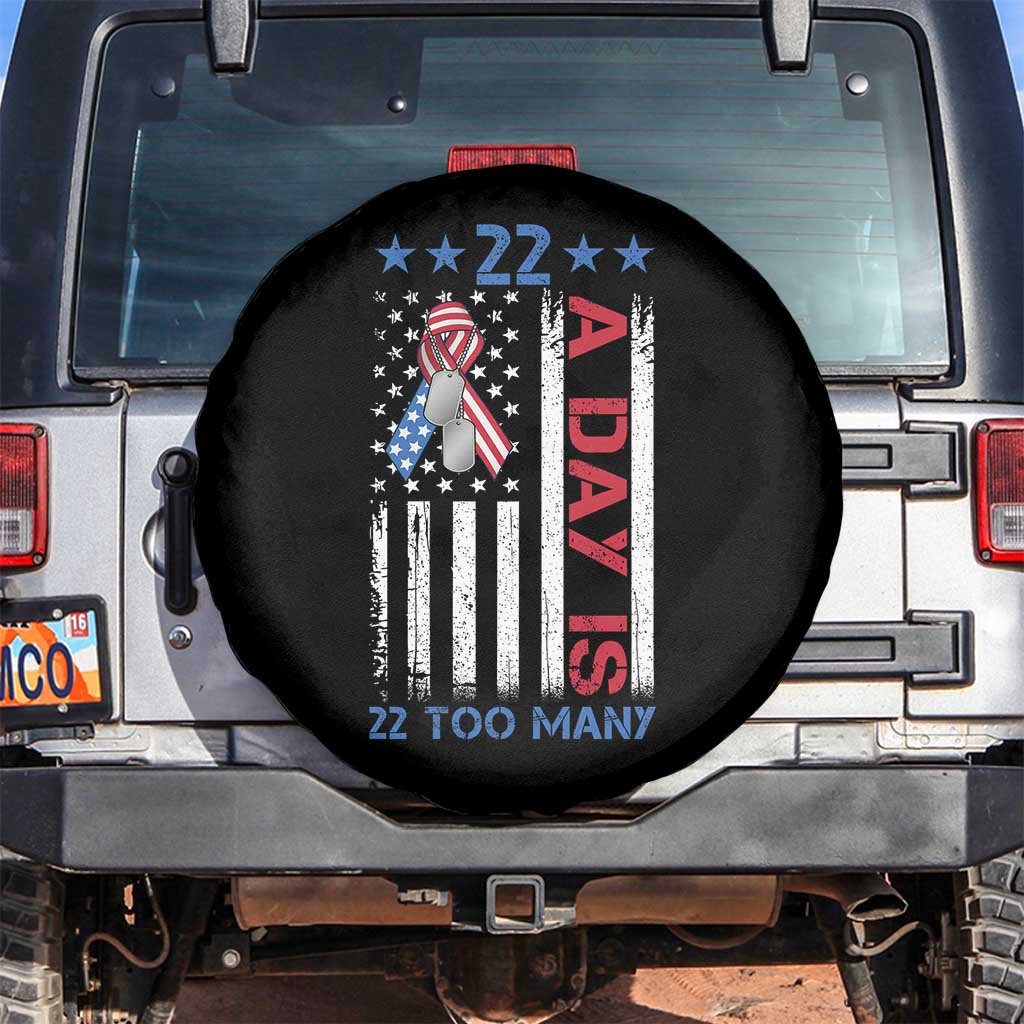 Veteran Suicide Awareness Spare Tire Cover 22 A Day Is 22 Too Many American Flag TS11 No hole Black Print Your Wear