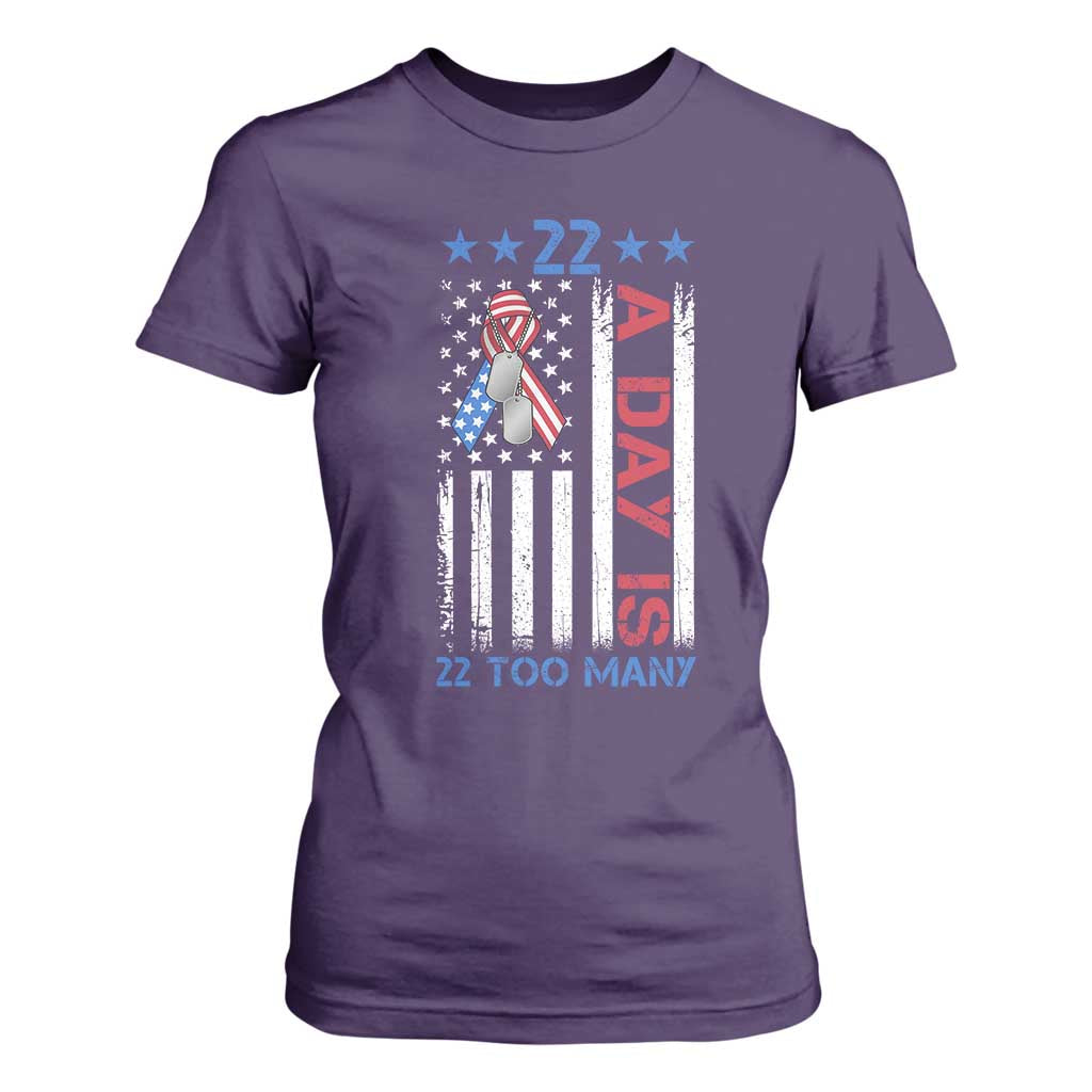 Veteran Suicide Awareness T Shirt For Women 22 A Day Is 22 Too Many American Flag TS11 Purple Print Your Wear