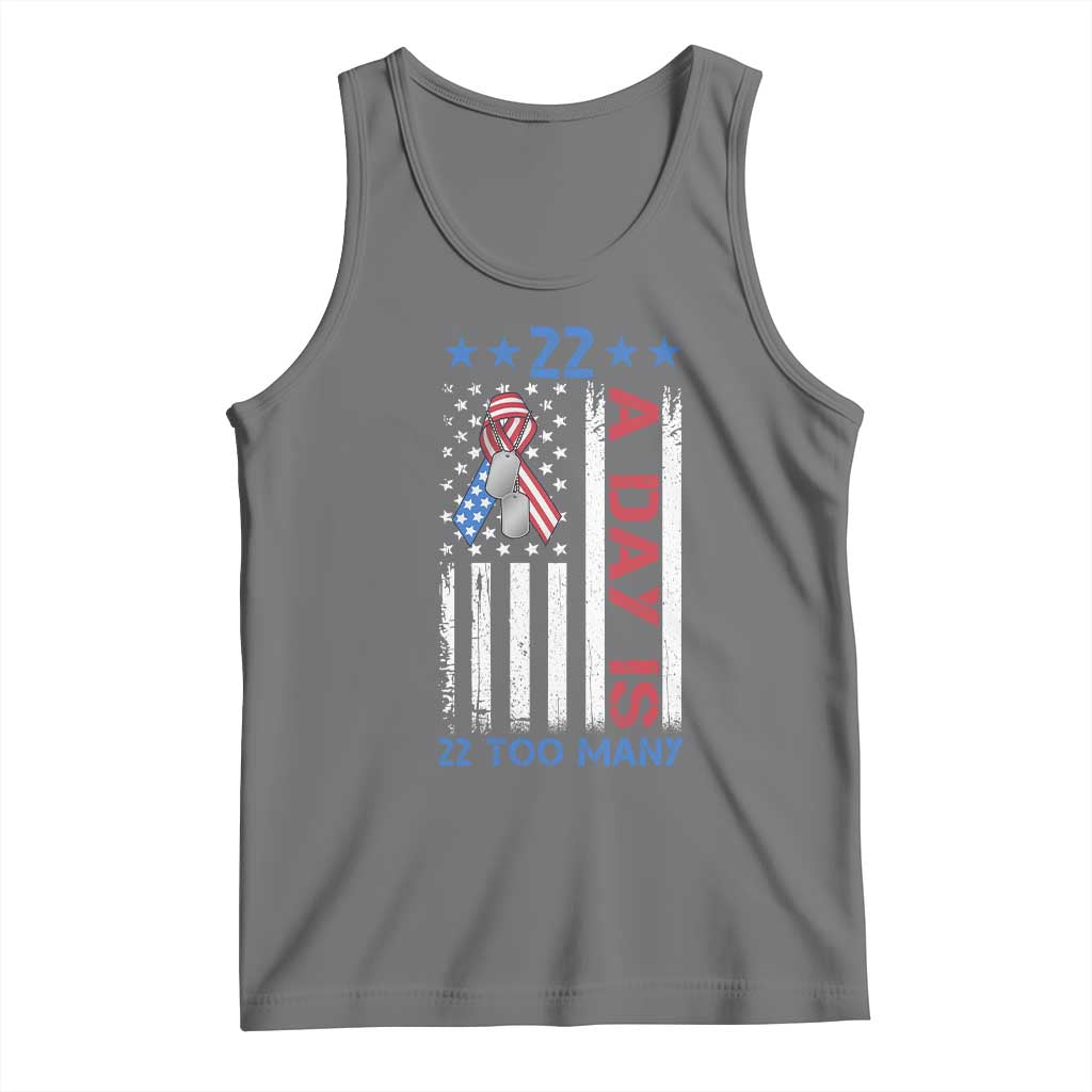 Veteran Suicide Awareness Tank Top 22 A Day Is 22 Too Many American Flag TS11 Black Heather Print Your Wear